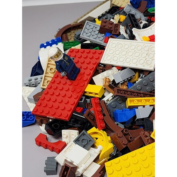 Mixed Lego Building Blocks Assorted‎ Colors & Shapes Bulk Lot In Blue Bucket - Picture 2 of 8